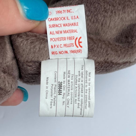 TY Beanie Babie "Jolly" Extremely RARE with Two Tush Tags! Dual US & Canadian - Picture 6 of 12